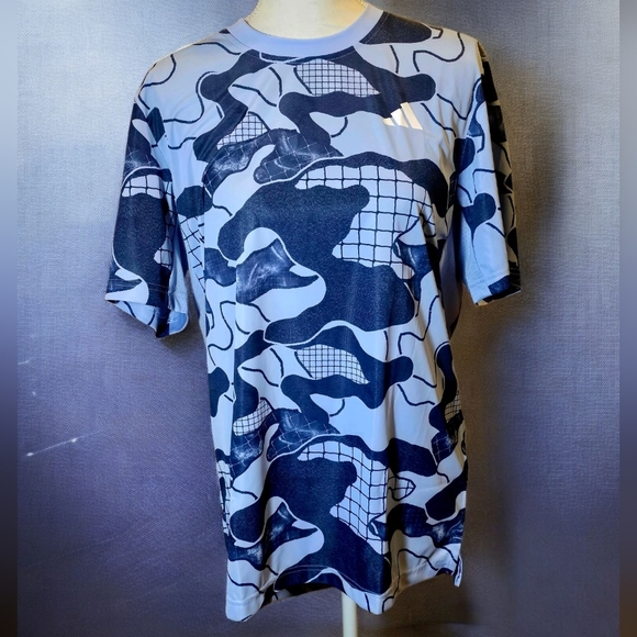Adidas Men's Blue Camouflage Aeroready Club Graphic Tee Size M NWT - Picture 1 of 8